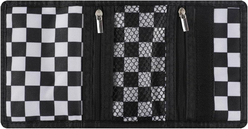 Nitort Wallet,RFID Trifold Canvas Outdoor Sports Wallets for Kid,Lovely and Novelty Wallet with Zipper for Kids- Front Pocket Wallet with Magic Sticker(Black Chequer KW01) - Image 4